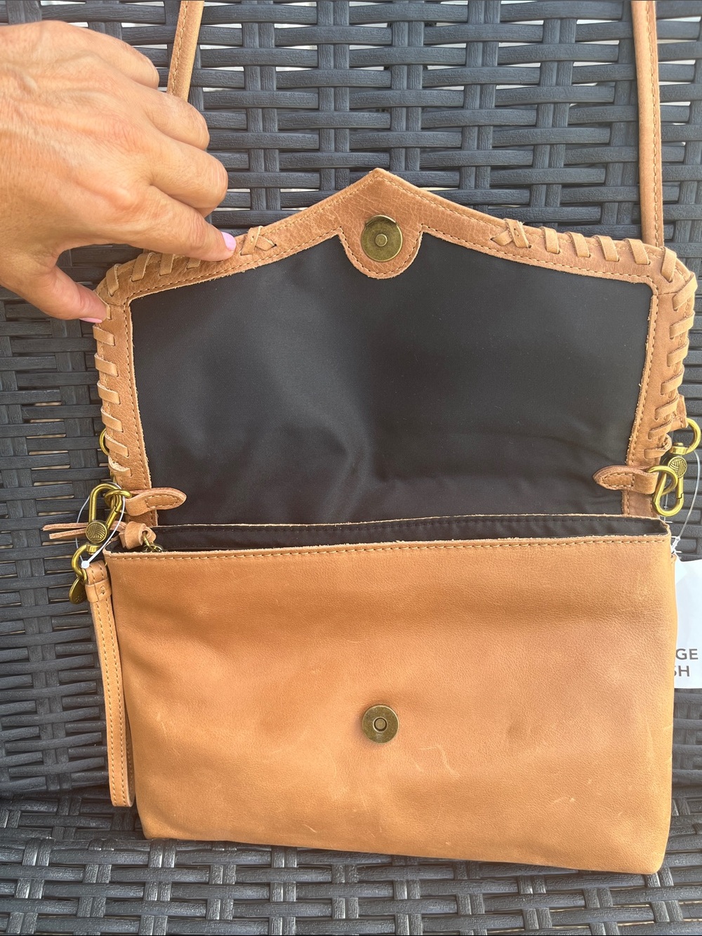 The Sak Tan Leather Crossbody with Whipstitch Accent - Picture 4 of 7